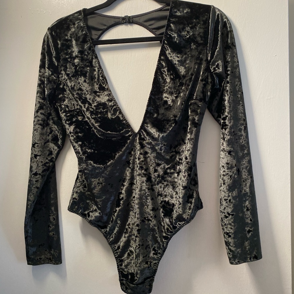 Victoria’s Secret velvet black thong bodysuit